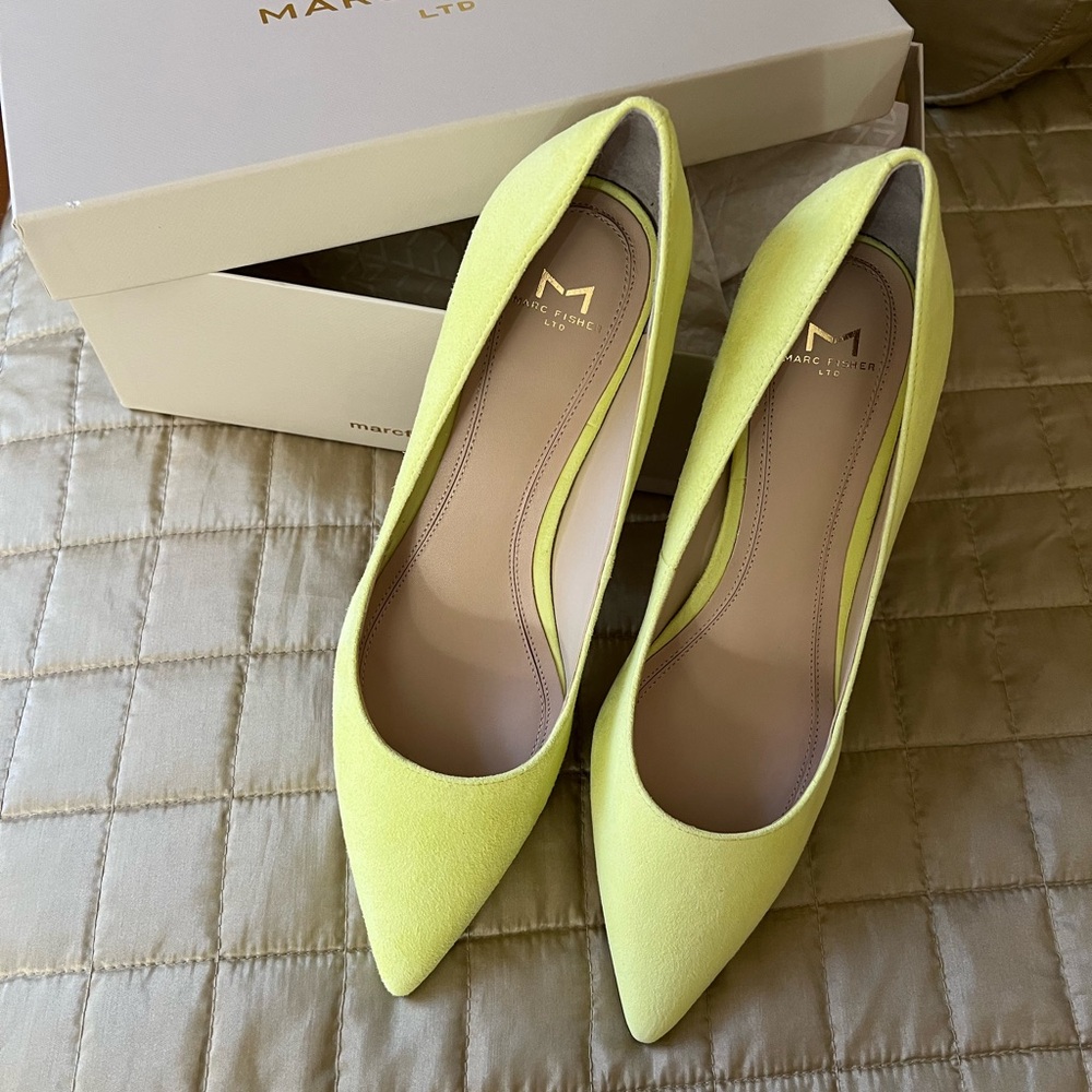 Marc Fisher Pointed Toe Pumps in Lemon